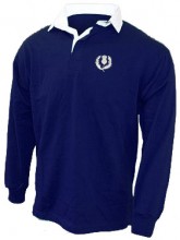 A 1970's style retro style Scotland Rugby shirt. This Retro 1970's style rugby shirt is ideal for showing the World that you are proud to be Scottish. Vintage Navy rugby shirt with white contrast collar. The shirt has been embroidered with the classic thistle crest. This garment is a tribute to Scotland and the Scottish nation and is 100% Unofficial.